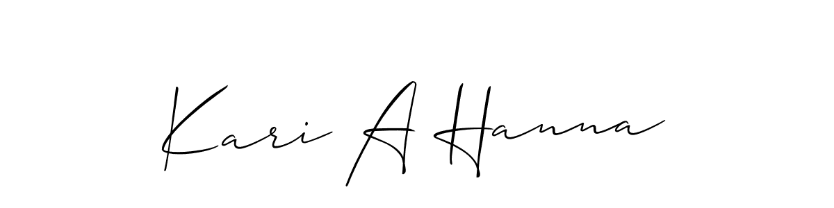 Make a beautiful signature design for name Kari A Hanna. With this signature (Allison_Script) style, you can create a handwritten signature for free. Kari A Hanna signature style 2 images and pictures png