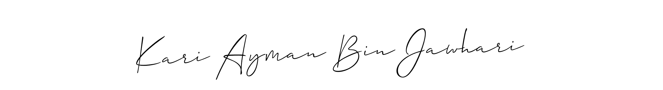 Also we have Kari Ayman Bin Jawhari name is the best signature style. Create professional handwritten signature collection using Allison_Script autograph style. Kari Ayman Bin Jawhari signature style 2 images and pictures png