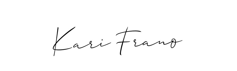 The best way (Allison_Script) to make a short signature is to pick only two or three words in your name. The name Kari Frano include a total of six letters. For converting this name. Kari Frano signature style 2 images and pictures png