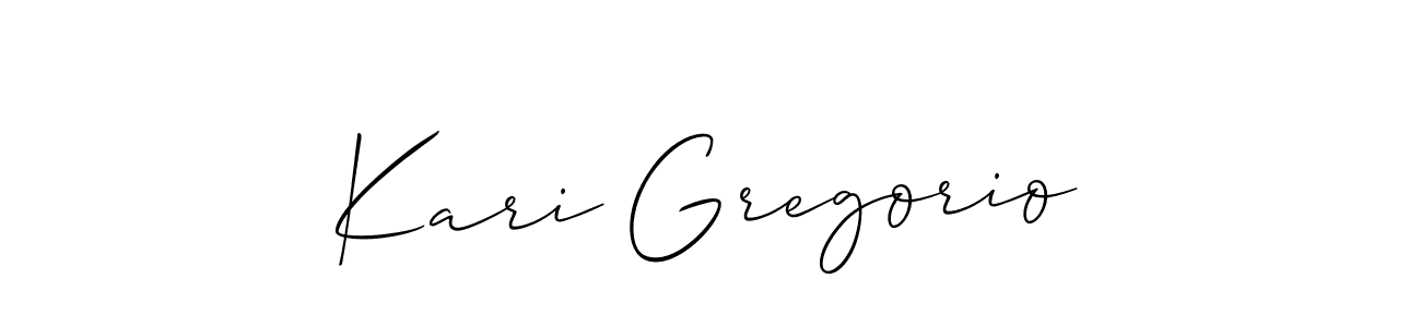 Use a signature maker to create a handwritten signature online. With this signature software, you can design (Allison_Script) your own signature for name Kari Gregorio. Kari Gregorio signature style 2 images and pictures png