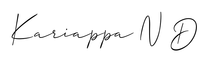 The best way (Allison_Script) to make a short signature is to pick only two or three words in your name. For converting this name Kariappa N D. Kariappa N D signature style 2 images and pictures png