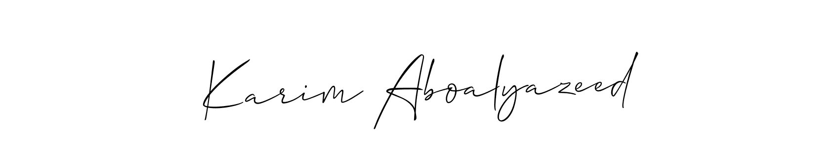How to make Karim Aboalyazeed signature? Allison_Script is a professional autograph style. Create handwritten signature for Karim Aboalyazeed name. Karim Aboalyazeed signature style 2 images and pictures png