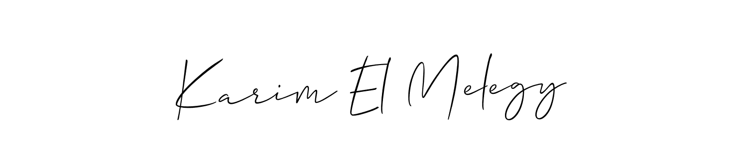 Use a signature maker to create a handwritten signature online. With this signature software, you can design (Allison_Script) your own signature for name Karim El Melegy. Karim El Melegy signature style 2 images and pictures png