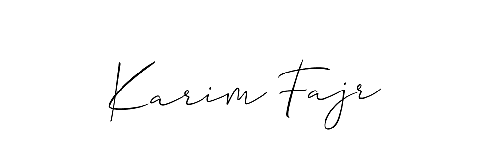 Make a short Karim Fajr signature style. Manage your documents anywhere anytime using Allison_Script. Create and add eSignatures, submit forms, share and send files easily. Karim Fajr signature style 2 images and pictures png