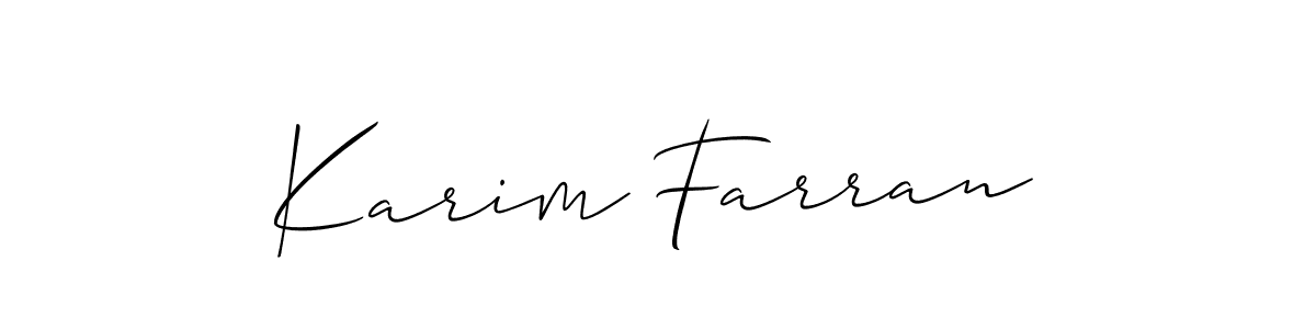 Use a signature maker to create a handwritten signature online. With this signature software, you can design (Allison_Script) your own signature for name Karim Farran. Karim Farran signature style 2 images and pictures png