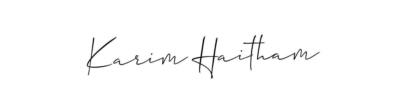 Design your own signature with our free online signature maker. With this signature software, you can create a handwritten (Allison_Script) signature for name Karim Haitham. Karim Haitham signature style 2 images and pictures png