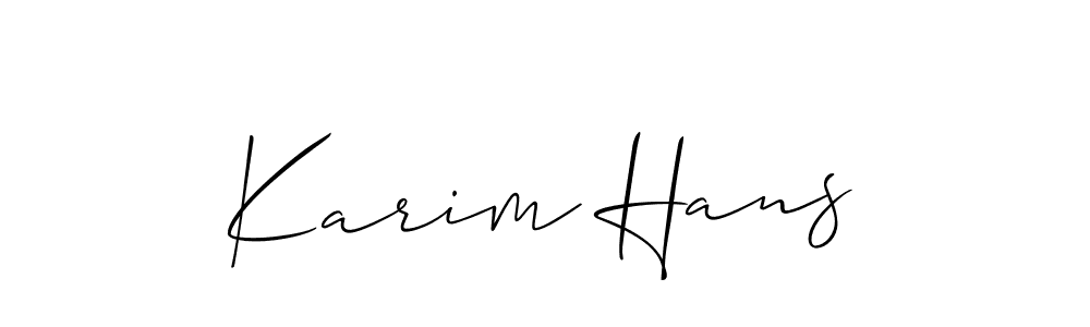 Make a short Karim Hans signature style. Manage your documents anywhere anytime using Allison_Script. Create and add eSignatures, submit forms, share and send files easily. Karim Hans signature style 2 images and pictures png