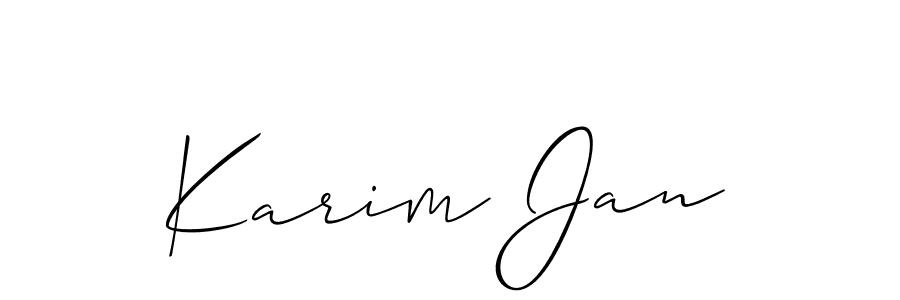 Make a short Karim Jan signature style. Manage your documents anywhere anytime using Allison_Script. Create and add eSignatures, submit forms, share and send files easily. Karim Jan signature style 2 images and pictures png