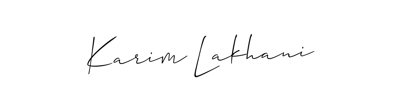 Make a beautiful signature design for name Karim Lakhani. With this signature (Allison_Script) style, you can create a handwritten signature for free. Karim Lakhani signature style 2 images and pictures png