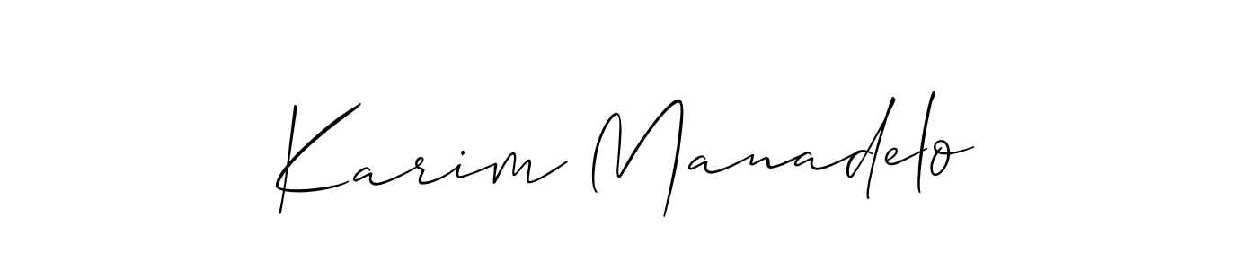 Create a beautiful signature design for name Karim Manadelo. With this signature (Allison_Script) fonts, you can make a handwritten signature for free. Karim Manadelo signature style 2 images and pictures png