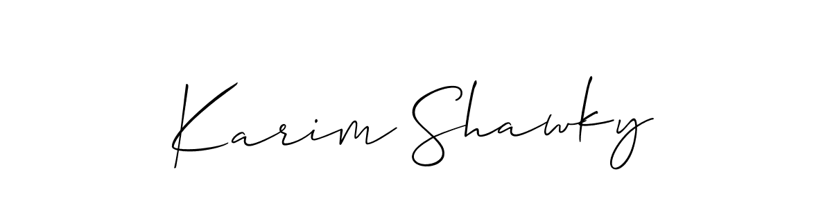 Create a beautiful signature design for name Karim Shawky. With this signature (Allison_Script) fonts, you can make a handwritten signature for free. Karim Shawky signature style 2 images and pictures png