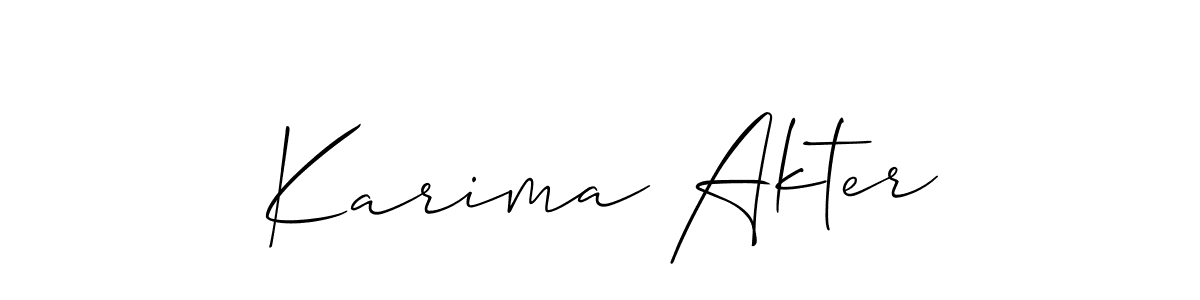 Design your own signature with our free online signature maker. With this signature software, you can create a handwritten (Allison_Script) signature for name Karima Akter. Karima Akter signature style 2 images and pictures png