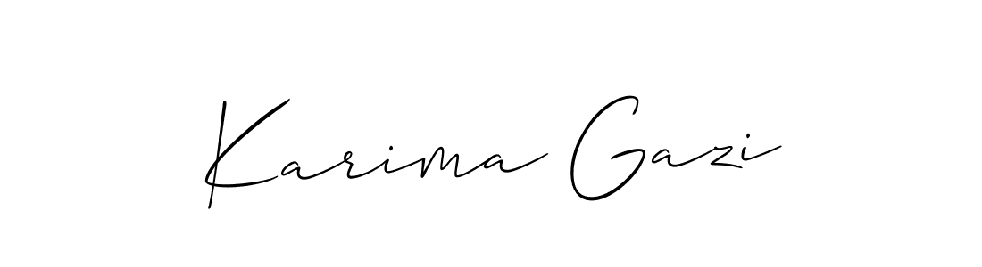 if you are searching for the best signature style for your name Karima Gazi. so please give up your signature search. here we have designed multiple signature styles  using Allison_Script. Karima Gazi signature style 2 images and pictures png