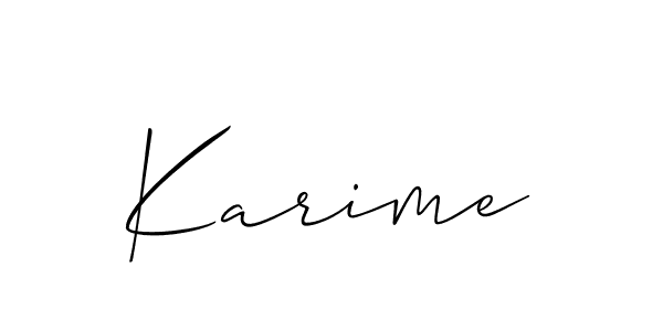 Use a signature maker to create a handwritten signature online. With this signature software, you can design (Allison_Script) your own signature for name Karime. Karime signature style 2 images and pictures png