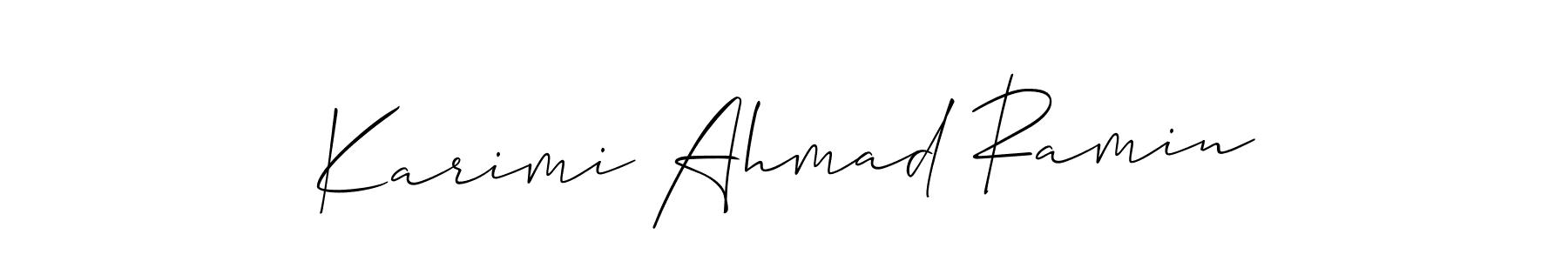 You should practise on your own different ways (Allison_Script) to write your name (Karimi Ahmad Ramin) in signature. don't let someone else do it for you. Karimi Ahmad Ramin signature style 2 images and pictures png