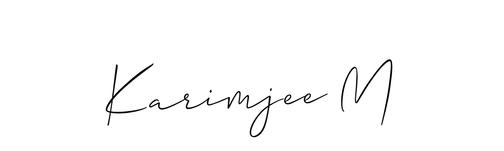 How to make Karimjee M signature? Allison_Script is a professional autograph style. Create handwritten signature for Karimjee M name. Karimjee M signature style 2 images and pictures png