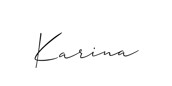 How to make Karina signature? Allison_Script is a professional autograph style. Create handwritten signature for Karina name. Karina signature style 2 images and pictures png