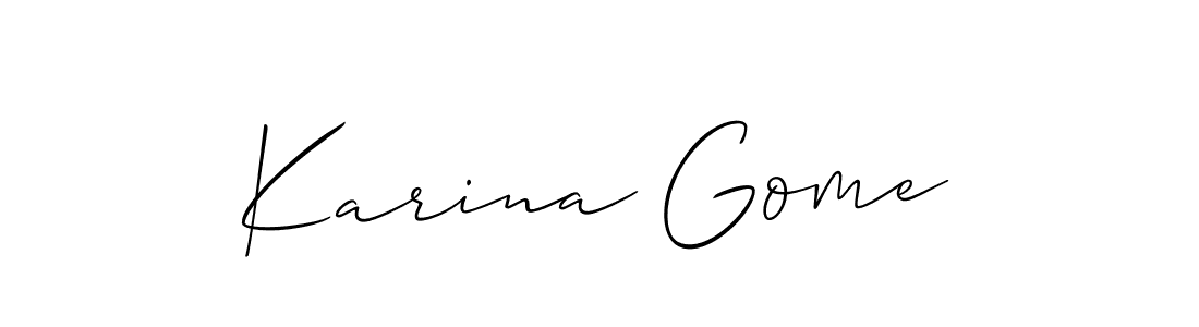 It looks lik you need a new signature style for name Karina Gome. Design unique handwritten (Allison_Script) signature with our free signature maker in just a few clicks. Karina Gome signature style 2 images and pictures png