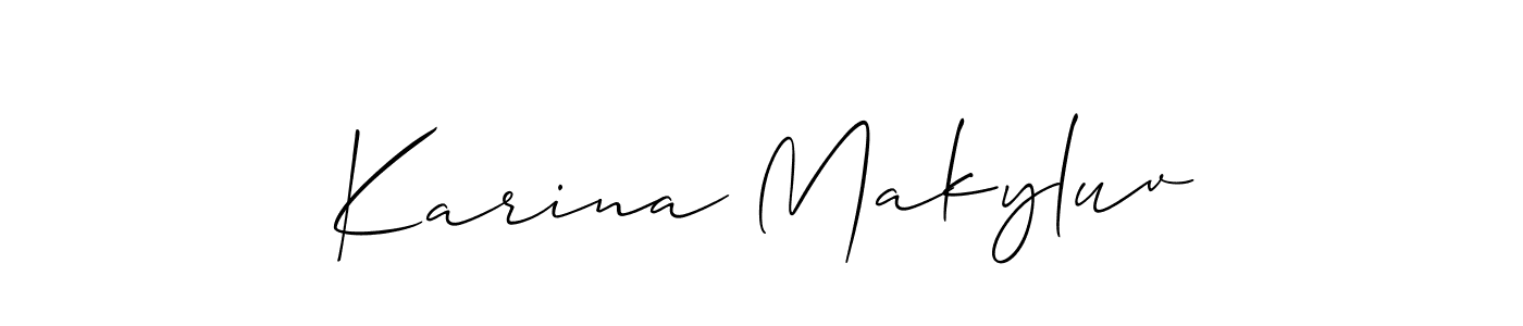 Also You can easily find your signature by using the search form. We will create Karina Makyluv name handwritten signature images for you free of cost using Allison_Script sign style. Karina Makyluv signature style 2 images and pictures png