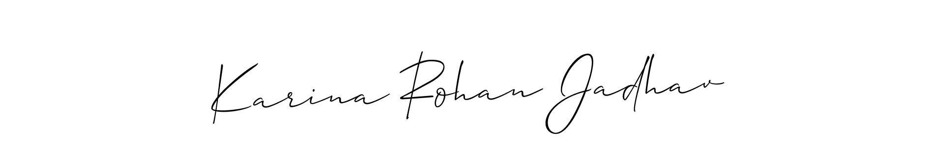 This is the best signature style for the Karina Rohan Jadhav name. Also you like these signature font (Allison_Script). Mix name signature. Karina Rohan Jadhav signature style 2 images and pictures png