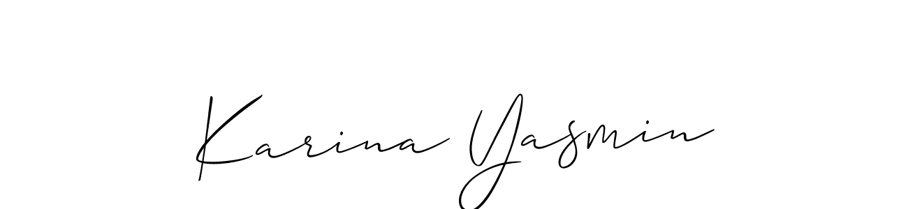 Use a signature maker to create a handwritten signature online. With this signature software, you can design (Allison_Script) your own signature for name Karina Yasmin. Karina Yasmin signature style 2 images and pictures png