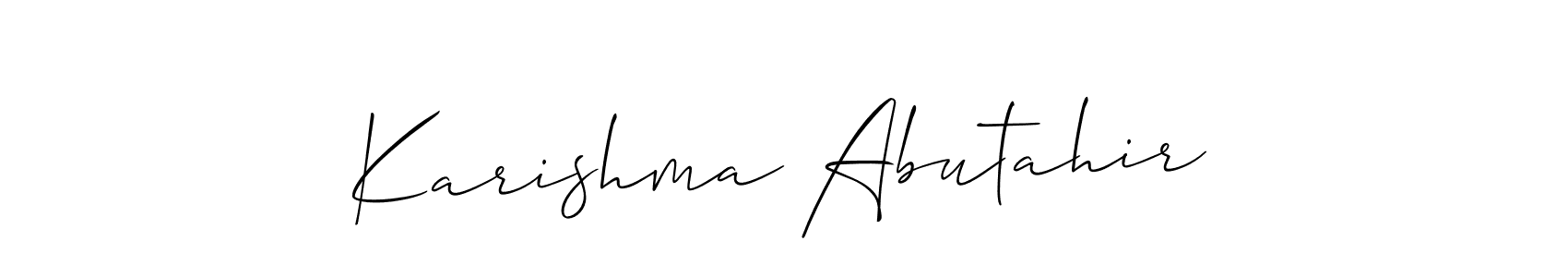 How to make Karishma Abutahir name signature. Use Allison_Script style for creating short signs online. This is the latest handwritten sign. Karishma Abutahir signature style 2 images and pictures png