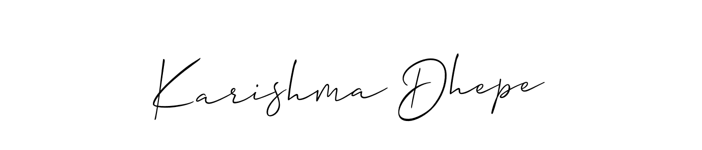 Make a beautiful signature design for name Karishma Dhepe. With this signature (Allison_Script) style, you can create a handwritten signature for free. Karishma Dhepe signature style 2 images and pictures png