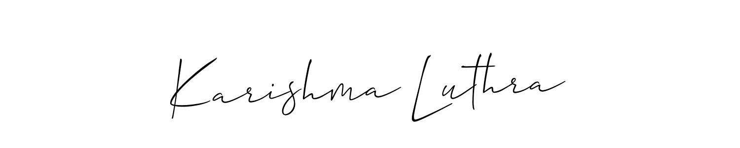 Use a signature maker to create a handwritten signature online. With this signature software, you can design (Allison_Script) your own signature for name Karishma Luthra. Karishma Luthra signature style 2 images and pictures png