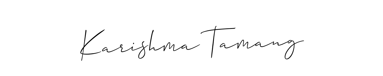 Also You can easily find your signature by using the search form. We will create Karishma Tamang name handwritten signature images for you free of cost using Allison_Script sign style. Karishma Tamang signature style 2 images and pictures png