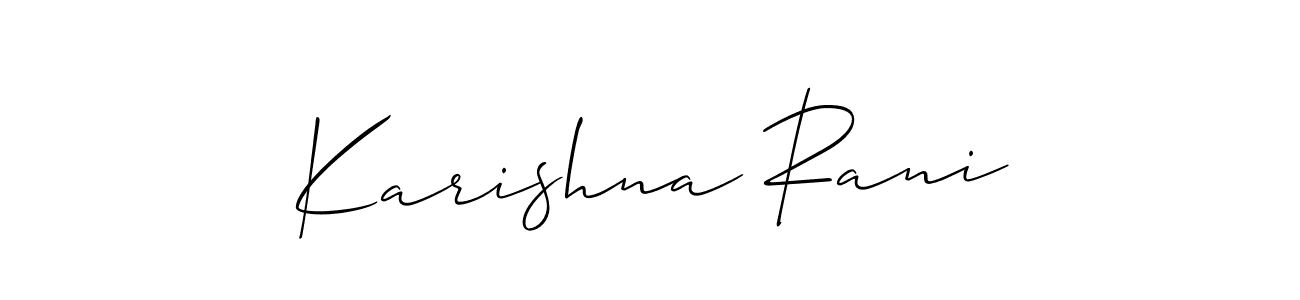 The best way (Allison_Script) to make a short signature is to pick only two or three words in your name. The name Karishna Rani include a total of six letters. For converting this name. Karishna Rani signature style 2 images and pictures png