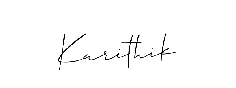 Design your own signature with our free online signature maker. With this signature software, you can create a handwritten (Allison_Script) signature for name Karithik. Karithik signature style 2 images and pictures png