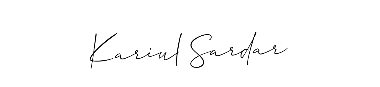 Design your own signature with our free online signature maker. With this signature software, you can create a handwritten (Allison_Script) signature for name Kariul Sardar. Kariul Sardar signature style 2 images and pictures png