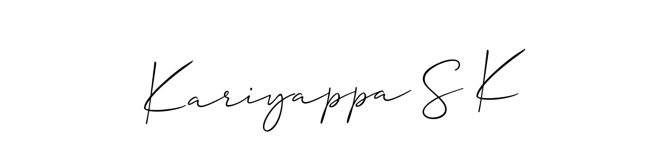 Also You can easily find your signature by using the search form. We will create Kariyappa S K name handwritten signature images for you free of cost using Allison_Script sign style. Kariyappa S K signature style 2 images and pictures png