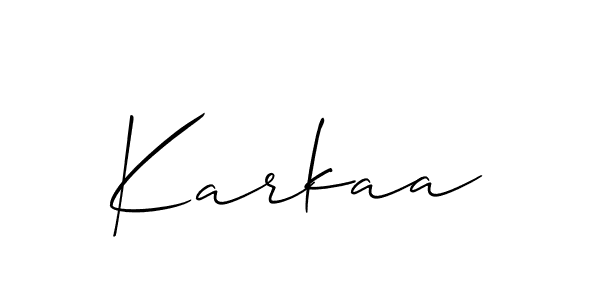 The best way (Allison_Script) to make a short signature is to pick only two or three words in your name. The name Karkaa include a total of six letters. For converting this name. Karkaa signature style 2 images and pictures png