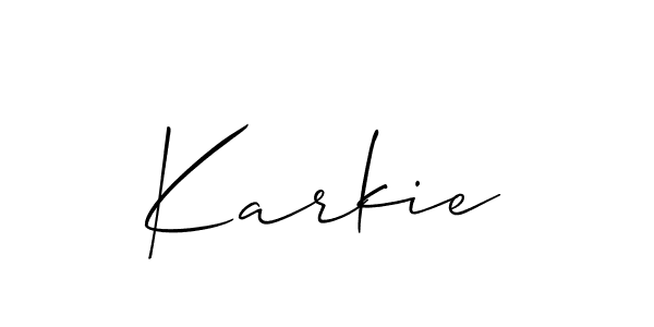 if you are searching for the best signature style for your name Karkie. so please give up your signature search. here we have designed multiple signature styles  using Allison_Script. Karkie signature style 2 images and pictures png