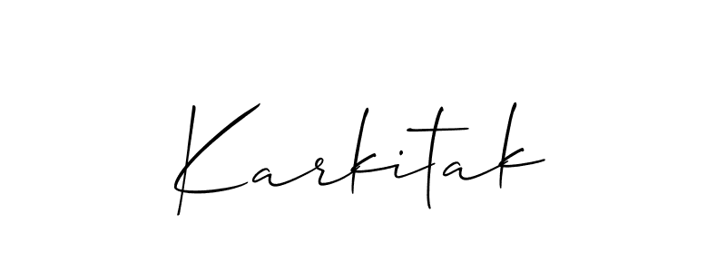 Allison_Script is a professional signature style that is perfect for those who want to add a touch of class to their signature. It is also a great choice for those who want to make their signature more unique. Get Karkitak name to fancy signature for free. Karkitak signature style 2 images and pictures png