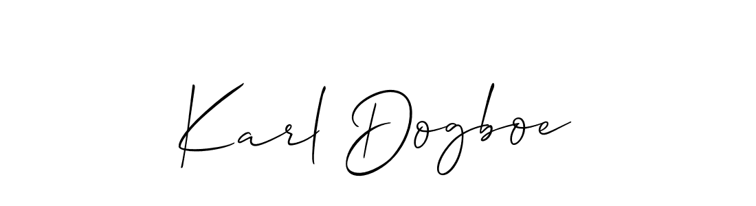 Make a beautiful signature design for name Karl Dogboe. With this signature (Allison_Script) style, you can create a handwritten signature for free. Karl Dogboe signature style 2 images and pictures png