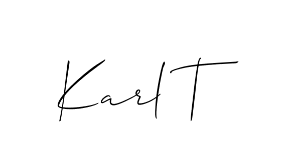 How to make Karl T name signature. Use Allison_Script style for creating short signs online. This is the latest handwritten sign. Karl T signature style 2 images and pictures png