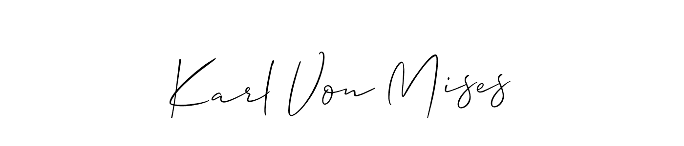 Allison_Script is a professional signature style that is perfect for those who want to add a touch of class to their signature. It is also a great choice for those who want to make their signature more unique. Get Karl Von Mises name to fancy signature for free. Karl Von Mises signature style 2 images and pictures png
