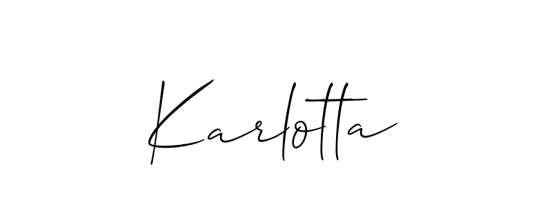 It looks lik you need a new signature style for name Karlotta. Design unique handwritten (Allison_Script) signature with our free signature maker in just a few clicks. Karlotta signature style 2 images and pictures png