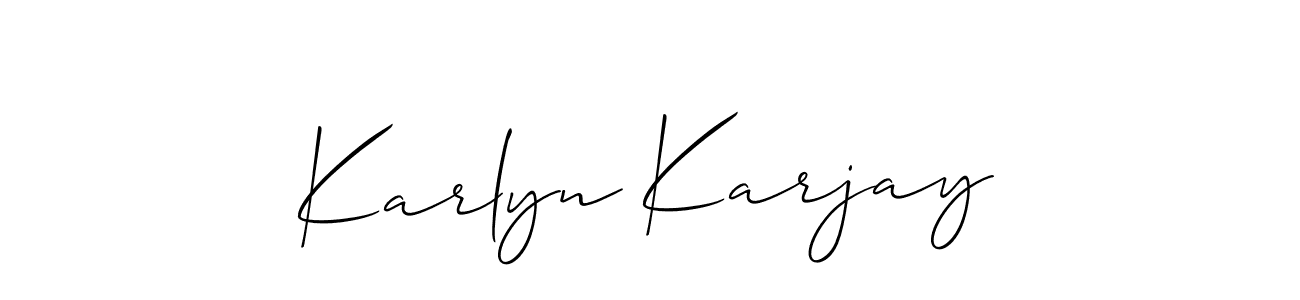 See photos of Karlyn Karjay official signature by Spectra . Check more albums & portfolios. Read reviews & check more about Allison_Script font. Karlyn Karjay signature style 2 images and pictures png
