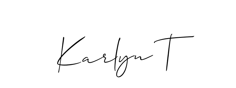 How to make Karlyn T name signature. Use Allison_Script style for creating short signs online. This is the latest handwritten sign. Karlyn T signature style 2 images and pictures png