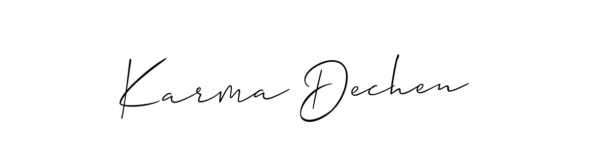 You should practise on your own different ways (Allison_Script) to write your name (Karma Dechen) in signature. don't let someone else do it for you. Karma Dechen signature style 2 images and pictures png