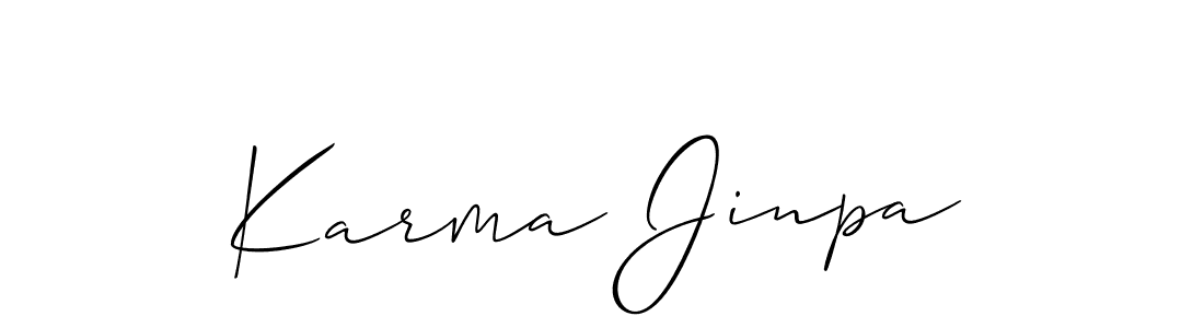 if you are searching for the best signature style for your name Karma Jinpa. so please give up your signature search. here we have designed multiple signature styles  using Allison_Script. Karma Jinpa signature style 2 images and pictures png