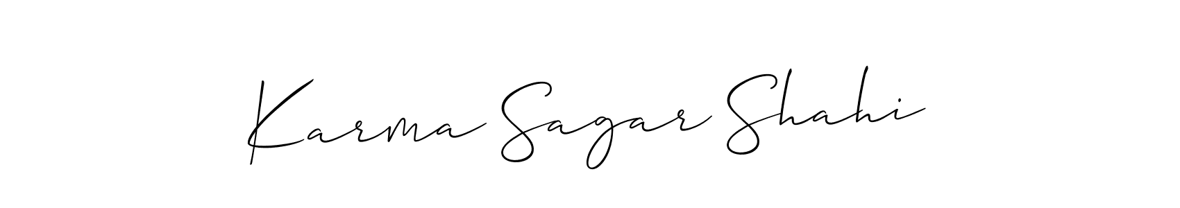 How to make Karma Sagar Shahi name signature. Use Allison_Script style for creating short signs online. This is the latest handwritten sign. Karma Sagar Shahi signature style 2 images and pictures png