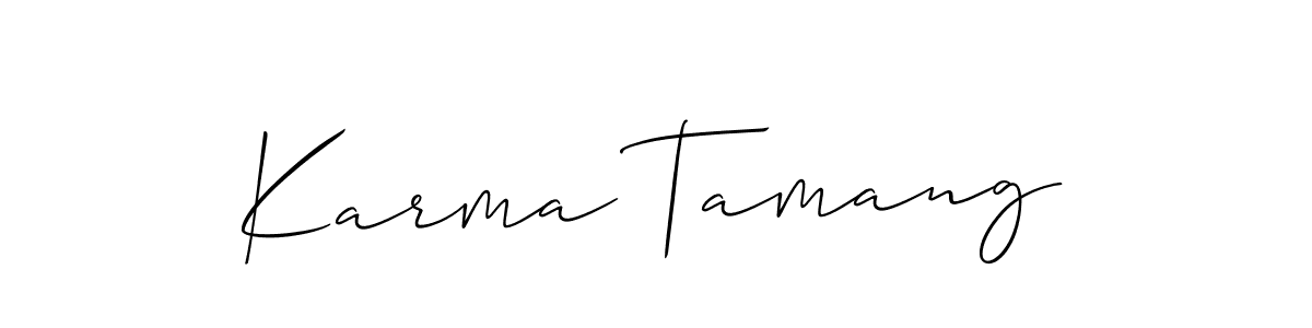 Create a beautiful signature design for name Karma Tamang. With this signature (Allison_Script) fonts, you can make a handwritten signature for free. Karma Tamang signature style 2 images and pictures png