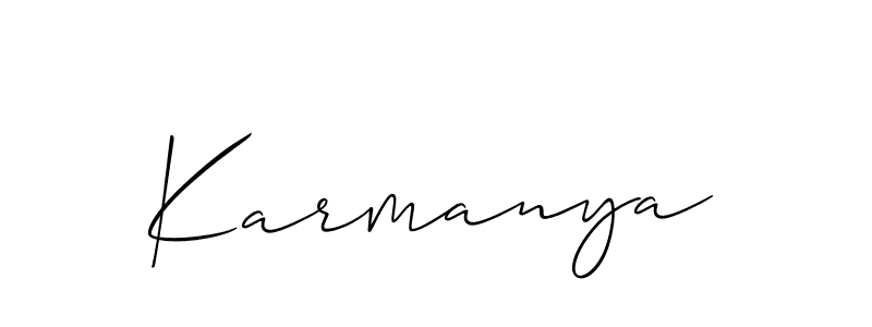 Allison_Script is a professional signature style that is perfect for those who want to add a touch of class to their signature. It is also a great choice for those who want to make their signature more unique. Get Karmanya name to fancy signature for free. Karmanya signature style 2 images and pictures png