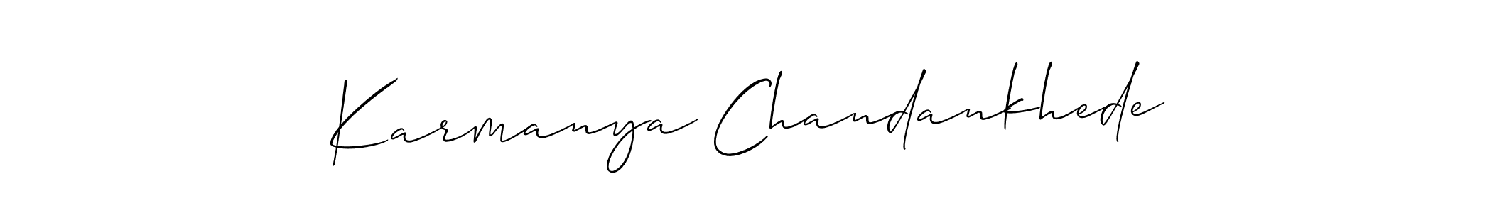 Also we have Karmanya Chandankhede name is the best signature style. Create professional handwritten signature collection using Allison_Script autograph style. Karmanya Chandankhede signature style 2 images and pictures png