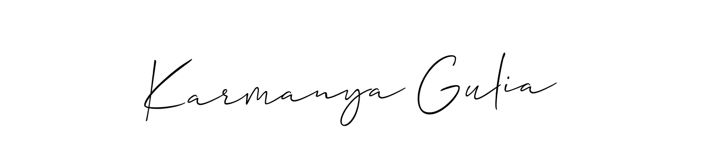 Karmanya Gulia stylish signature style. Best Handwritten Sign (Allison_Script) for my name. Handwritten Signature Collection Ideas for my name Karmanya Gulia. Karmanya Gulia signature style 2 images and pictures png