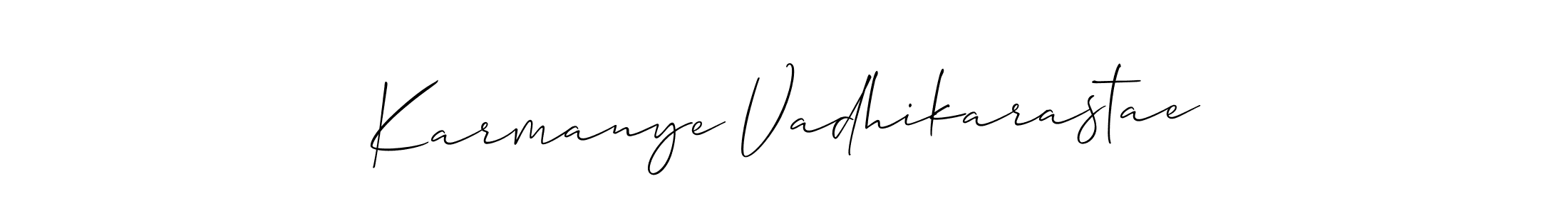 How to Draw Karmanye Vadhikarastae signature style? Allison_Script is a latest design signature styles for name Karmanye Vadhikarastae. Karmanye Vadhikarastae signature style 2 images and pictures png
